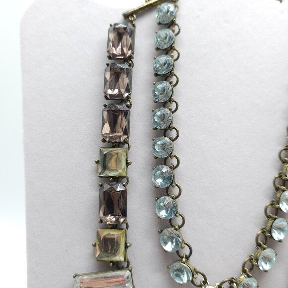 Bauble Bar Multi Stone Statement Necklace With Gold Toned Chain Adjustable Clasp - Picture 4 of 6